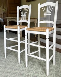 A Pair Of Rush Seated Counter Stools