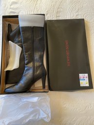 Unused  Newport News Black Sleek Lady's Leather Boots. Size 8M (#2)