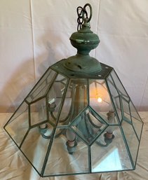 Metal And Glass Hexagonal Light Fixture