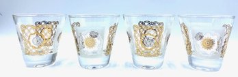 Vintage MCM Gold & White Medallion Double Shot Glasses