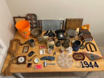 Huge Table Lot Of Vintage And Antique Items