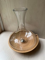 Wine Carafe With Wooden Bottom