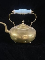 Antique Brass Gooseneck Footed Teapot