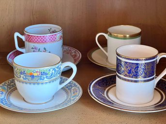 Set Of 4 Assorted Demitasse Cups/saucers