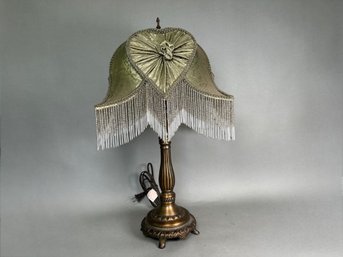 A Vintage Victorian Style Fringe Shade Lamp