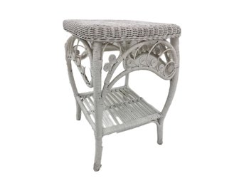 White Wicker Side Table