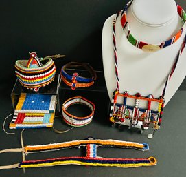 Lot # 1  Authentic African Maasai Glass Beaded Jewelry Necklaces And Bracelets