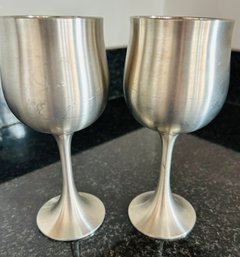 Delanger Pewter Pair Of Goblets 6.5'