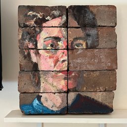 Original Work - Portrait On Brick - Sits On Shelf - Included- Hillary Mushkin