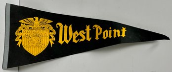 Vintage US West Point Military Academy Pennant - 12 X 29 - Stiffer Material - Not Wool -unmarked