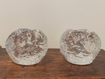 Kosta Boda Crystal Snowball Votive Candle Holders Designed By Ann Wolff