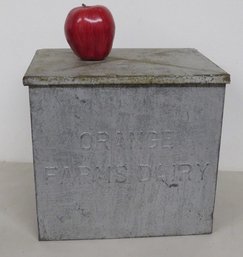 Vintage Galvanized Steel Porch Milk Box From Orange Farms Dairy In Goshen, NY