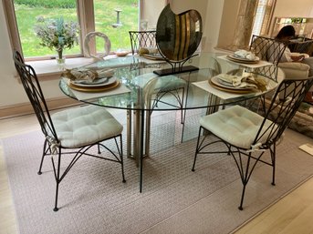 Glass And Brass Contemporary Dining Table