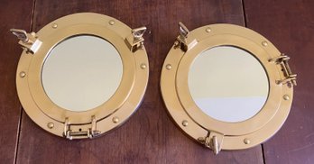 Two Contemporary Porthole Mirrors
