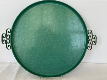 Vintage Great Turquoise Color Moire Glaze KYES Hand Made Pasadena, California Handled Tray (read Description)