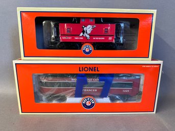 NIB Lionel Trains: Monopoly Caboose & North Pole Central Observation Car, 6-36646 & 6-25184