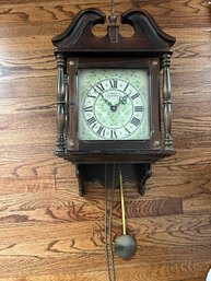 New England Clock Company Vintage Grandfather Wall Clock With Original Key