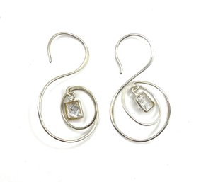 Sterling Silver Clear Stone Dangle Earrings