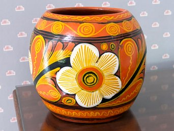 A Vintage Hand Painted Oaxacan Pottery Vase