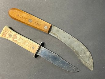 A Pair Of Vintage Fixed-Blade Hunting Knives