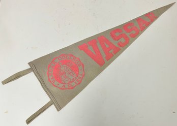 Vintage Vassar College Pink Grey Pennant - Wool - 23 X 8 - Poughkeepsie NY