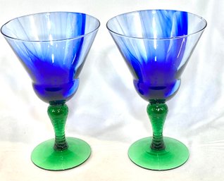 Stunning Pair Of ---- Goblets/chalices By Libbey Glass Co.