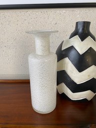 Holmegaard Style Cased Glass Bottle Form Vase W/ Gold Fleck