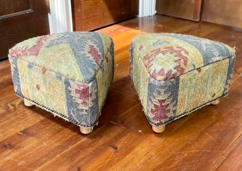 A Pair Of Vintage Triangle Form Ottomans