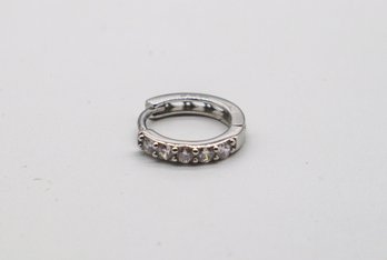 Single 925 Hoop Earring W Sparkly Stones