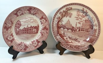 Old English Staffordshire Ware & Spode Red And White Decorative Plates