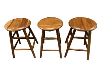 Trio Of Pompanoosuc Mills Solid Cherry Kitchen Stools Retail $930