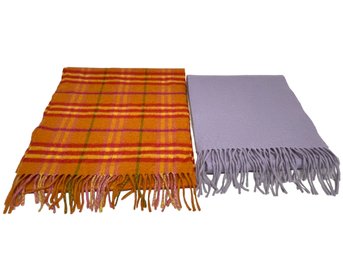 Authentic Burberry Scarf, 100 Cashmere With Fringe & An Elgin Cashmere, Made In Scotland