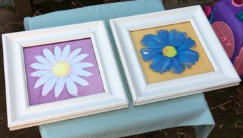 Pair Of 2 Framed Flower / Floral Artwork Wall Hangings