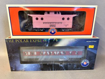 NIB Lionel Trains: Caboose Car & Polar Express Hot Chocolate Car, 6-27793 & 6-25186