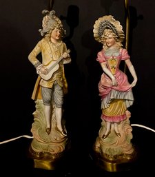 Charming Pair Of Victorian Figural Lamps