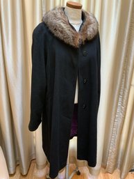 Wool Coat With Fur Collar