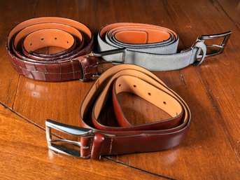 Three Fabulous TRAFALGAR Belts - Crocodile - Suede - Leather - All Size 38 - Retail $150-$350 Each - WOW !