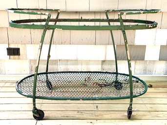 A Vintage 1960's Mid Century Modern Wrought Iron And Mesh Bar Car