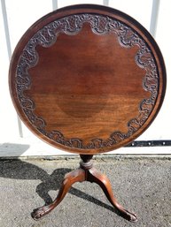 Antique Carved Wood Tilt Top Table Claw Feet No Markings Beautiful Piece