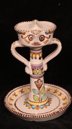 VINCENZO PINTO VIETRI HAND PAINTED ITALIAN CERAMIC WOMAN WITH HER HANDS ON HER HIPS CANDLE HOLDER