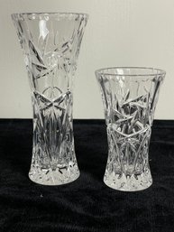 Pair Of Clear Glass Crystal Vases