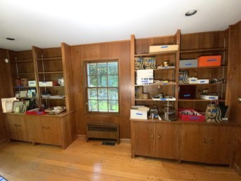 A Pair Of MCM Shelve Units With Lower Cabinets