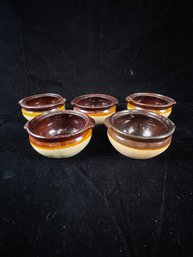 5 Small Porcelain Ceramic French Onion Soup Crocks