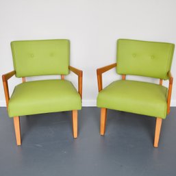 Vintage 1950s Green Naugahyde Armchair Set Of 2