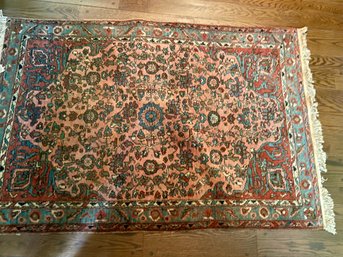 Antique Maroon & Dark Rose Colored Wool Carpet 4' 6' X 6' 6'