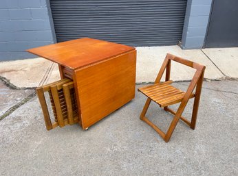 Vintage Drop Leaf Hideaway Dining Table And Four Jacober Style Dining Chairs