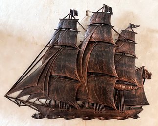 A Bronze Tone Ship Wall Ornament