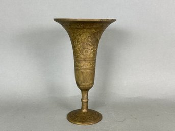 A Beautiful Etched Heavy Weighted Brass Vase