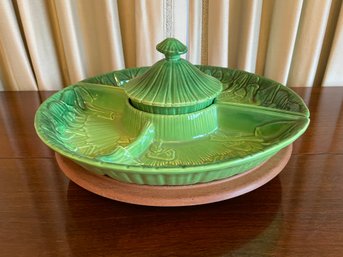 Mid Century Haeger 8269 Dip Dish On A Lazy Susan Stand.