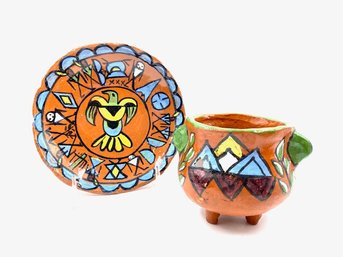 Pairing Of Vintage Native American Redwing Pottery Pieces - Pamunkey Red, VA